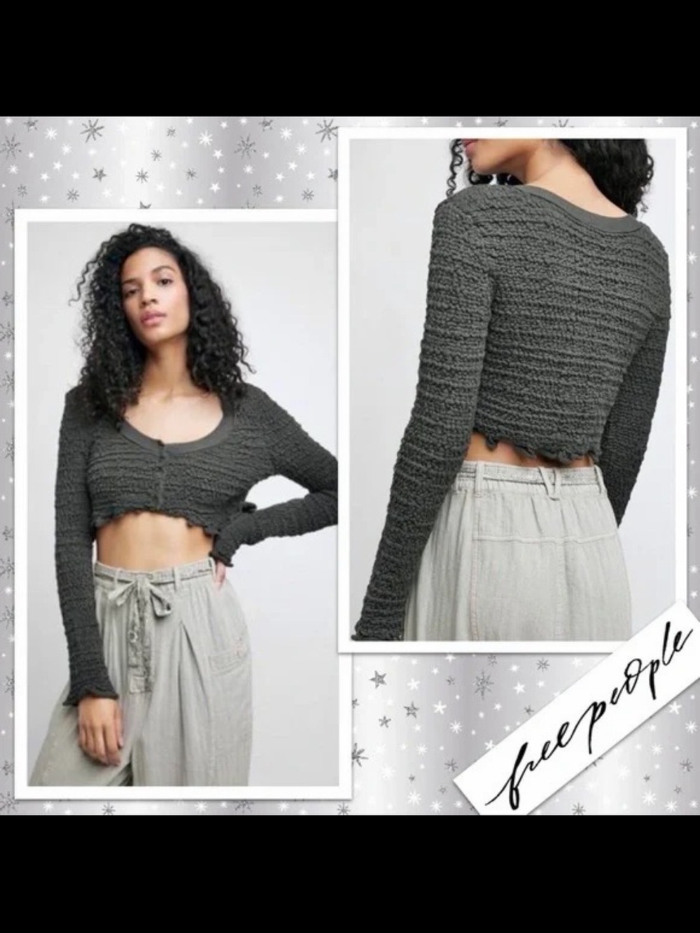 Free People Charcoal Raven Rosehip crop sweater